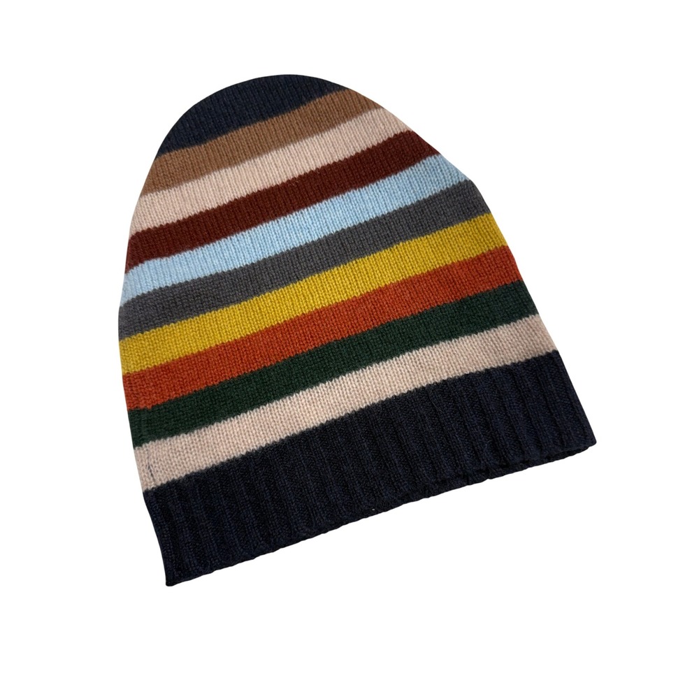 360 ETC Beanie Multicolor Striped Cashmere Unisex Collegiate Academia OS